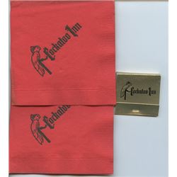 Lot of 2 Screen Used Prop Cockatoo Inn Napkins & 1 Matchbook from "Jackie Brown"