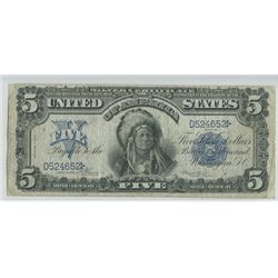 1899 Issued $5 Silver "Indian" Certificate