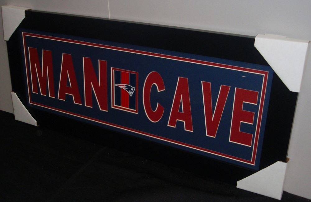 New England Patriots Man Cave 13x31 Custom Frame Display