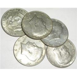 5 TOTAL SILVER KENNEDY HALF DOLLARS *MIXED DATES & GRADES*!! SILVER HALF DOLLARS CAME OUT OF SAFE!!