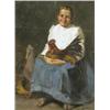 Csermely János (Budapest, 1882 - 1963) Kislány kakassal, 190…