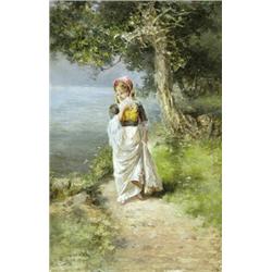 Neogrády Antal (Galsa, 1861 - Alag, 1942) Séta a folyóparton…