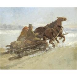 Zórád Erno (Balassagyarmat, 1911 - ) Téli táj lovassszánnal…