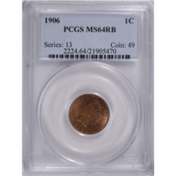 1906 INDIAN HEAD CENT, PCGS MS-64 RB