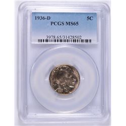 1936-D BUFFALO NICKEL PCGS MS-65