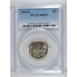 1936-S BUFFALO NICKEL PCGS MS-65