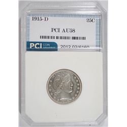 1915-D BARBER QUARTER, PCI AU-58