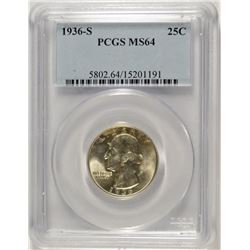 1936-S WASHINGTON QUARTER, PCGS MS-64
