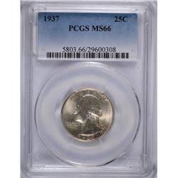 1937 WASHINGTON QUARTER PCGS MS-66