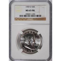 1959-D FRANKLIN HALF DOLLAR, NGC MS-65 FBL