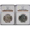 Image 1 : ( 2 ) NGC GRADED FRANKLIN HALF DOLLARS: 1958-D MS-64 & 1961 PF-66
