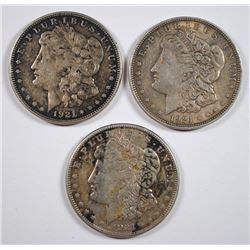 1921-P-D-S MORGAN SILVER DOLLARS,  NICE CIRCS