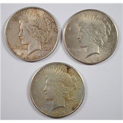 1924, 1925 & 1926 PEACE SILVER DOLLARS NICE CIRCULATED