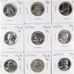 (9) 1964 PROOF WASHINGTON QUARTERS