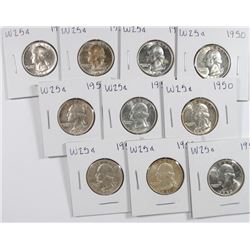 (10) CH BU 1950 WASHINGTON QUARTERS