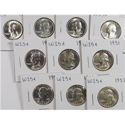 (10) CH BU 1951 WASHINGTON QUARTERS