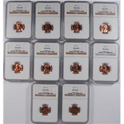 (10) 1959 LINCOLN CENTS NGC MS-66 RED !!!