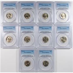 (10) 1943-D JEFFERSON NICKELS PCGS MS-65 FS