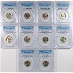 (10) 1943-D JEFFERSON NICKELS PCGS MS-65 FS