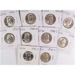 (10) WASHINGTON QUARTERS (1945-S, 1946, 1946-D, 1946-S, 1948, 1948-S, 1949-D,