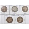 Image 1 : (5) 1894-S BARBER HALF DOLLARS