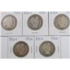Image 1 : (5) 1900 BARBER HALF DOLLARS