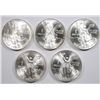 Image 1 : 5 - 1985 MEXICO SILVER LIBERTADS .999 1 ONZA (5 oz Total)