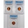 Image 1 : ( 3 ) PCGS GRADED MS-66 RED LINCOLN CENTS: 1945, 53-D & 55-S