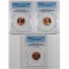 Image 1 : ( 3 ) PCGS GRADED MS-66 RED LINCOLN CENTS: 1946-D, 59-D & 69-D
