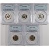 Image 1 : Lof of 5 Jeff nickels all PCGS-65: 1940,41, 42S, 43P, 45S
