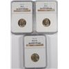 Image 1 : (3) NGC GRADED JEFFERSON NICKELS:  1945-D MS-65 5 FULL STEPS, 46 & 50-D MS-65