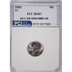 1958 ROOSEVELT DIME, PCI MS-67 FULL TORCH!  LISTS AT $2600.00