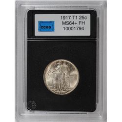 1917 TYPE-1 STANDING LIBERTY QUARTER,  CCGS MS-64+ FULL HEAD