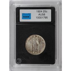 1924 STANDING LIBERTY QUARTER, CCGS AU-58