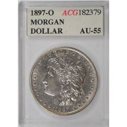 1897-O MORGAN SILVER DOLLAR, ACG AU-55  SCARCE