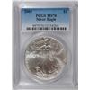 Image 1 : 2005 AMERICAN SILVER EAGLE, PCGS MS-70 RARE LISTS IN PCGS PRICE GUIDE AT $700.00