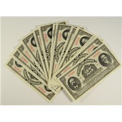 ( 15 ) PCS CHOICE UNCIRCULATED 1913 MEXICO 25 CENTAV0S! VERY NICE NOTES!