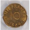 Image 3 : 1954 SAARLAND 10 FRANKEN, PCGS MS-66 RARE!!