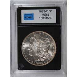 1883-O MORGAN SILVER DOLLAR, CCGS MS-65 BLAST WHITE