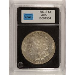 1883-S MORGAN SILVER DOLLAR, CCGS  AU-50