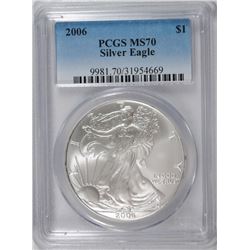 2006 AMERICAN SILVER EAGLE, PCGS MS-70 PERFECT!
