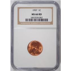1957 LINCOLN CENT NGC MS-66 RED !!!!