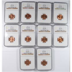 (10) 1959-D LINCOLN CENTS NGC MS-66 RED !!!!