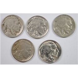 (5) BUFFALO NICKELS (1925-S, 1930-S, 1931-S, 1937, 1938-D)