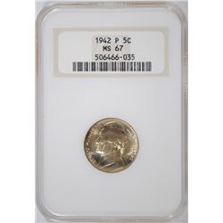 1942-P JEFFERSON NICKEL NGC MS-67