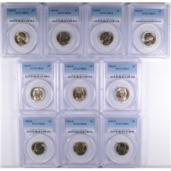 (10) 1943-D JEFFERSON NICKELS PCGS MS-64