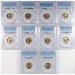 (10) 1943-D JEFFERSON NICKELS PCGS MS-64 FS