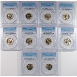(10) 1943-D JEFFERSON NICKELS PCGS MS-66 FS