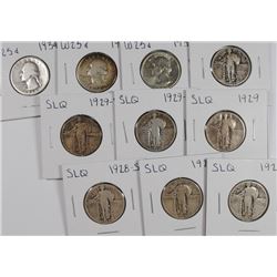(10) MISC QUARTERS (1927, 1928, 1928-S, 1929, 1929-D, 1929-S, 1930, 1932, 1934,