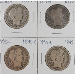 (4) 1895-O BARBER HALF DOLLARS